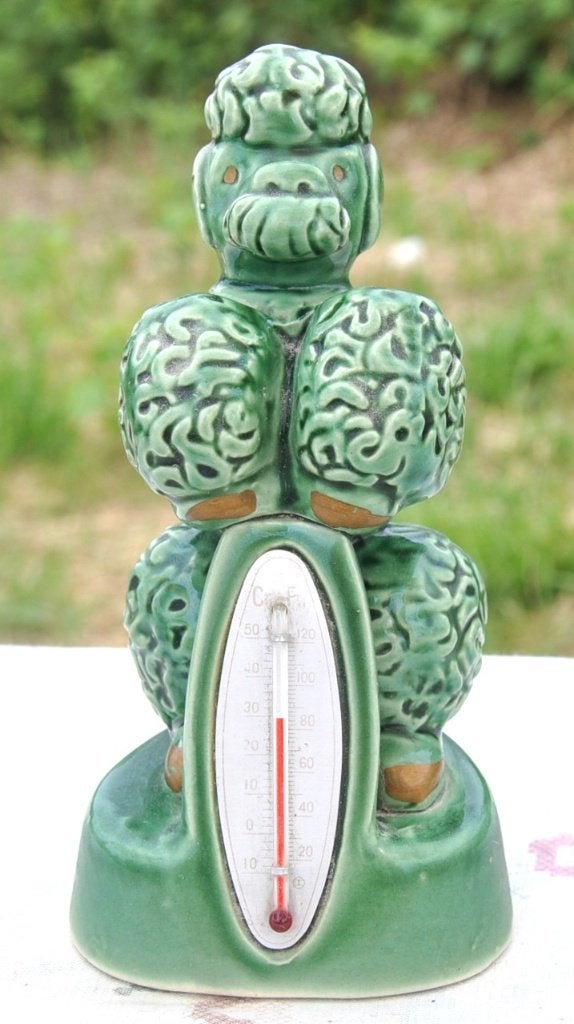 thermomètre vintage caniche en barbotine, Enlèvement ou Envoi