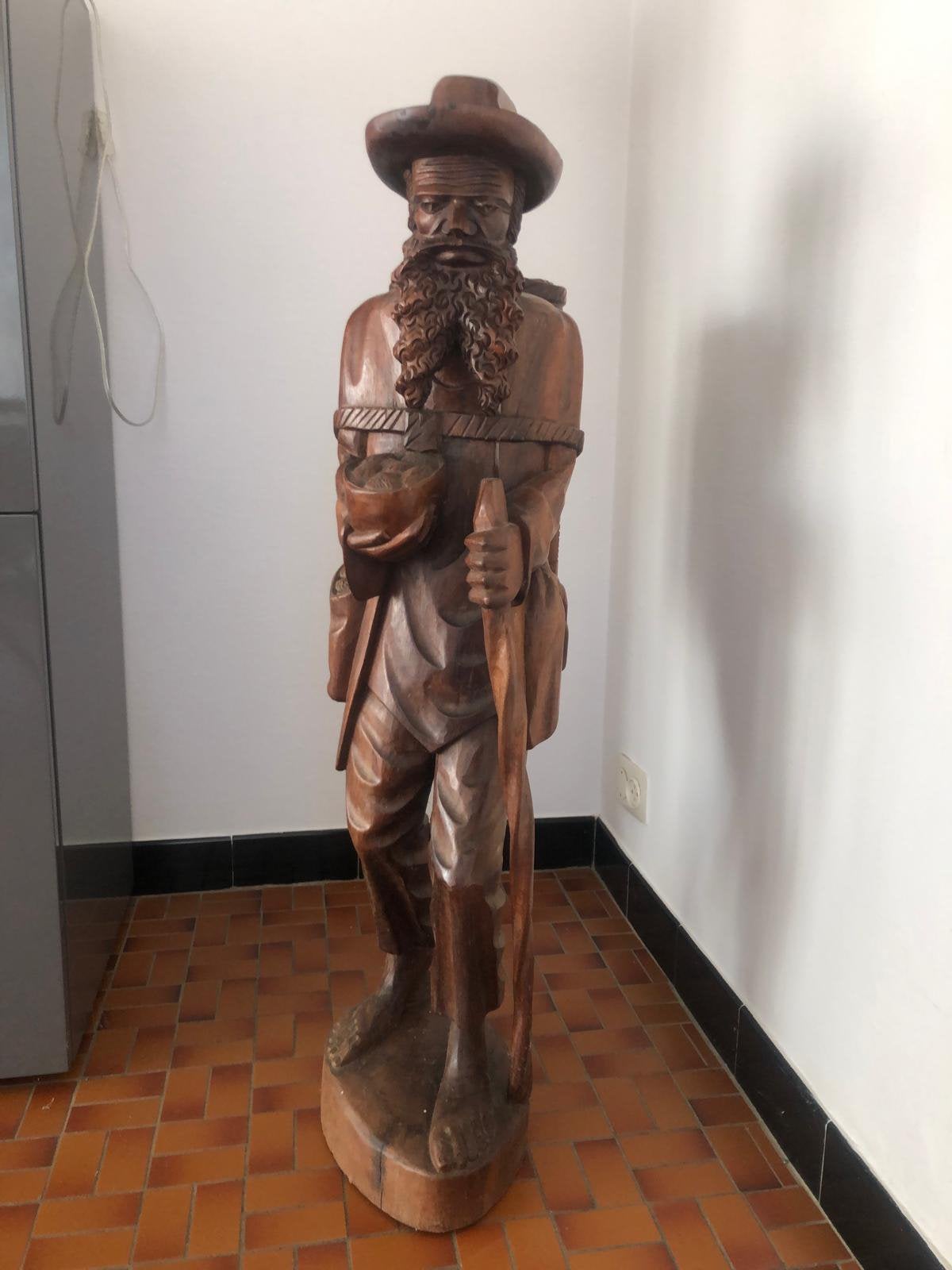 Massief hout beeld de koffieplanter, Antiquités & Art, Art | Art non-occidental, Fait main, Sculpture, Afrique, Brun