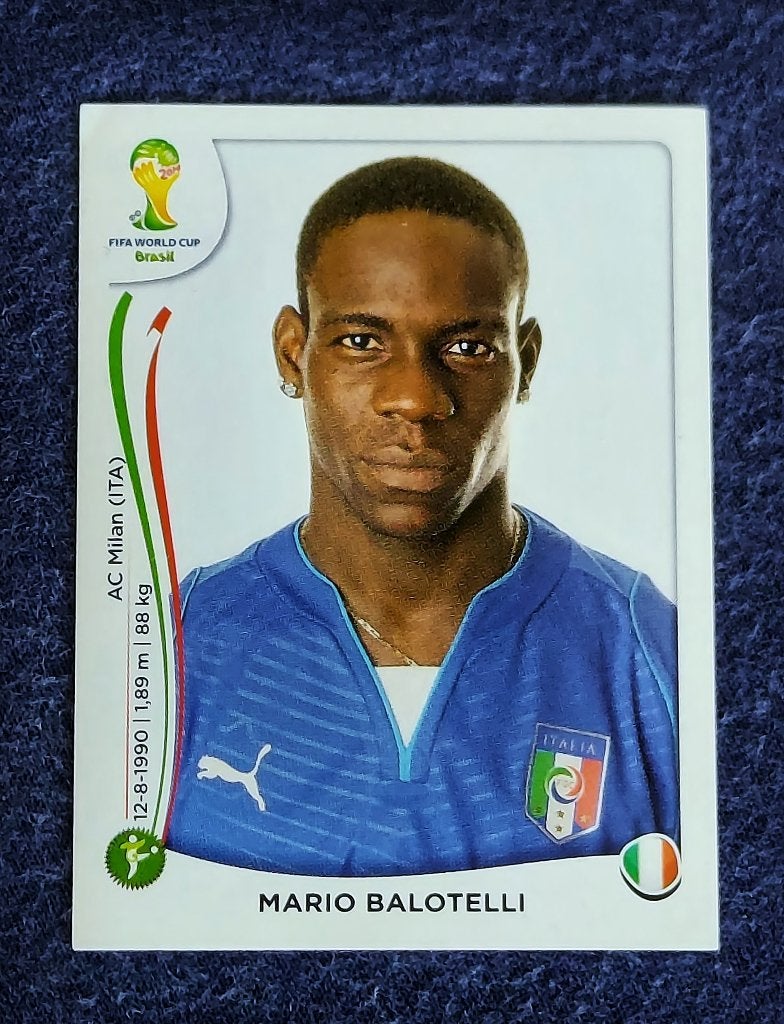 Panini sticker card voetbal ' WK Brasil 2014 - M. Balotelli', Ophalen of Verzenden, Nieuw, Poster, Plaatje of Sticker