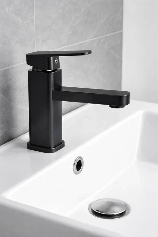 Mat Zwarte Mengkraan - Design Wastafelkraan Warm & Koud, Ophalen of Verzenden, Nieuw, Kraan