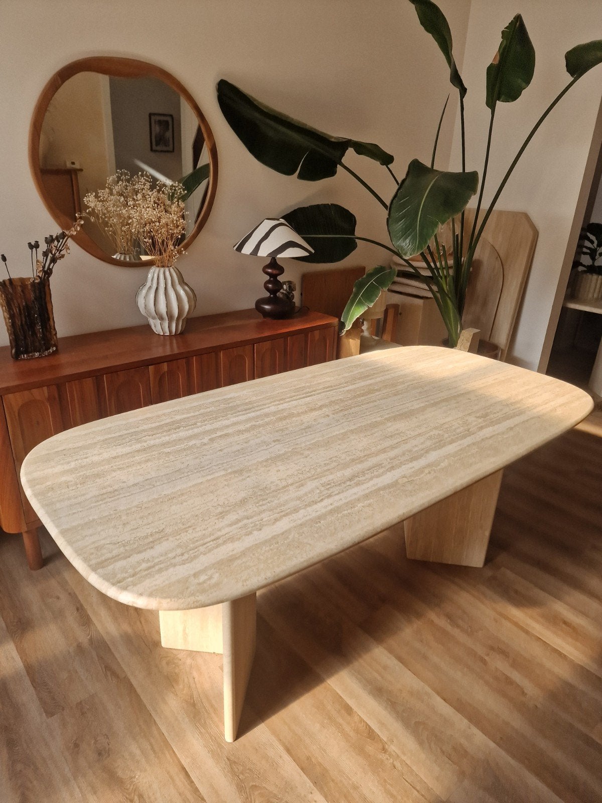 vintage traventin eettafel, Antiek en Kunst, Ophalen