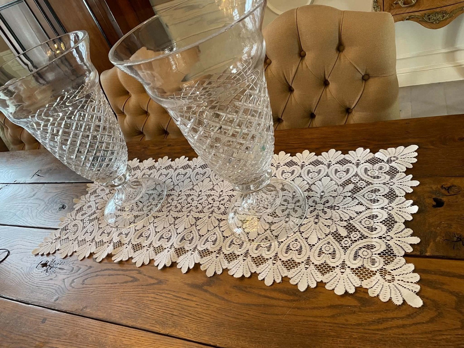 Chemin de table en dentelle pour table allongée ou buffet, Chemin de table, Enlèvement