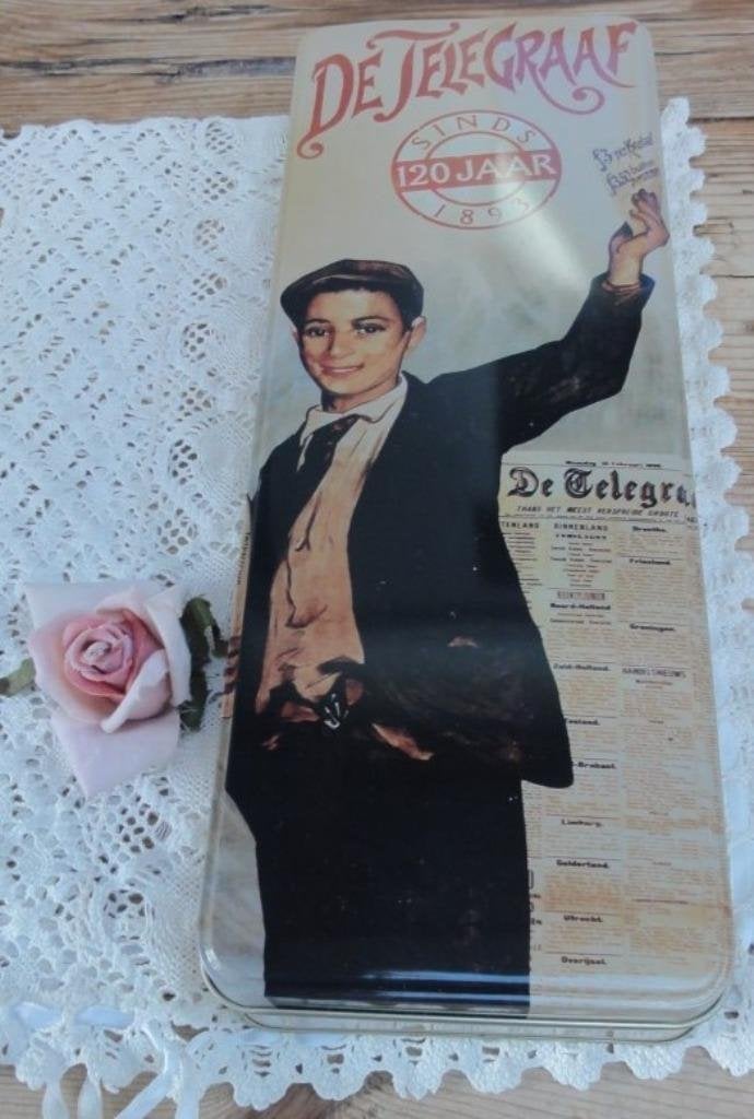120 jarig jubileum blik Telegraaf, Verzamelen, Blikken, Ophalen of Verzenden, Gebruikt, Overige, Overige merken
