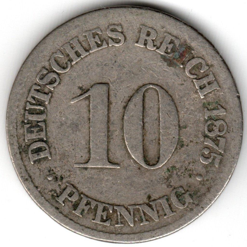 Duitsland : 10 Pfennig 1875 C Frankfurt KM#4 Ref 16492, Ophalen of Verzenden, Duitsland, Losse munt
