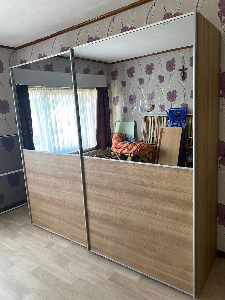 Garde robe avec mirroir - portes coullisantes - 2m40 L, 200 cm ou plus, Enlèvement, Utilisé, 200 cm ou plus