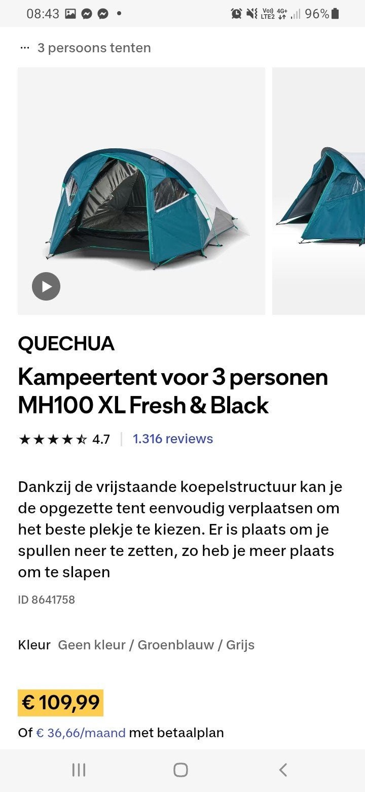 tent decathlon, Enlèvement