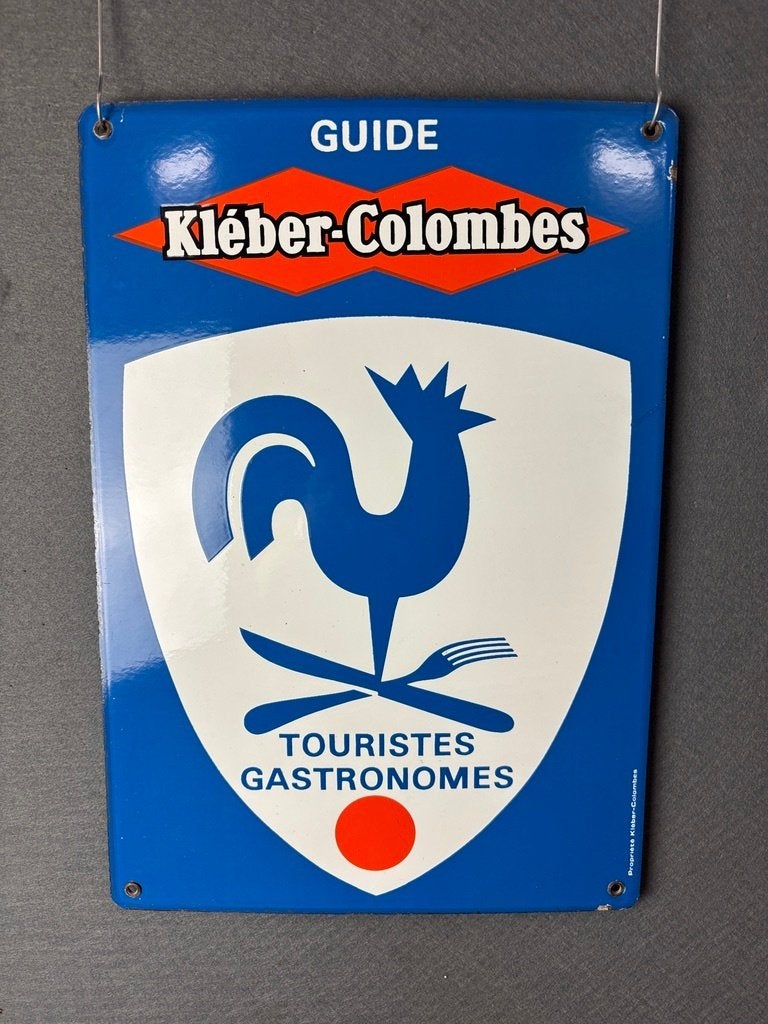 Kleber-Colombes emaille reclamebord 47x33 cm, Ophalen of Verzenden, Zo goed als nieuw, Reclamebord