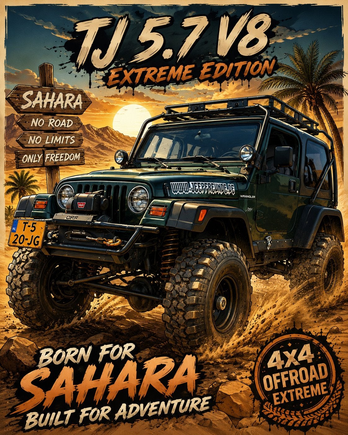 JEEP WRANGLER 5.7 V8 254PK EXTREME OFF-ROAD CUSTUM EDITION, Auto's, Jeep, Bedrijf, Wrangler, 4x4, Benzine, Euro 2, SUV of Terreinwagen