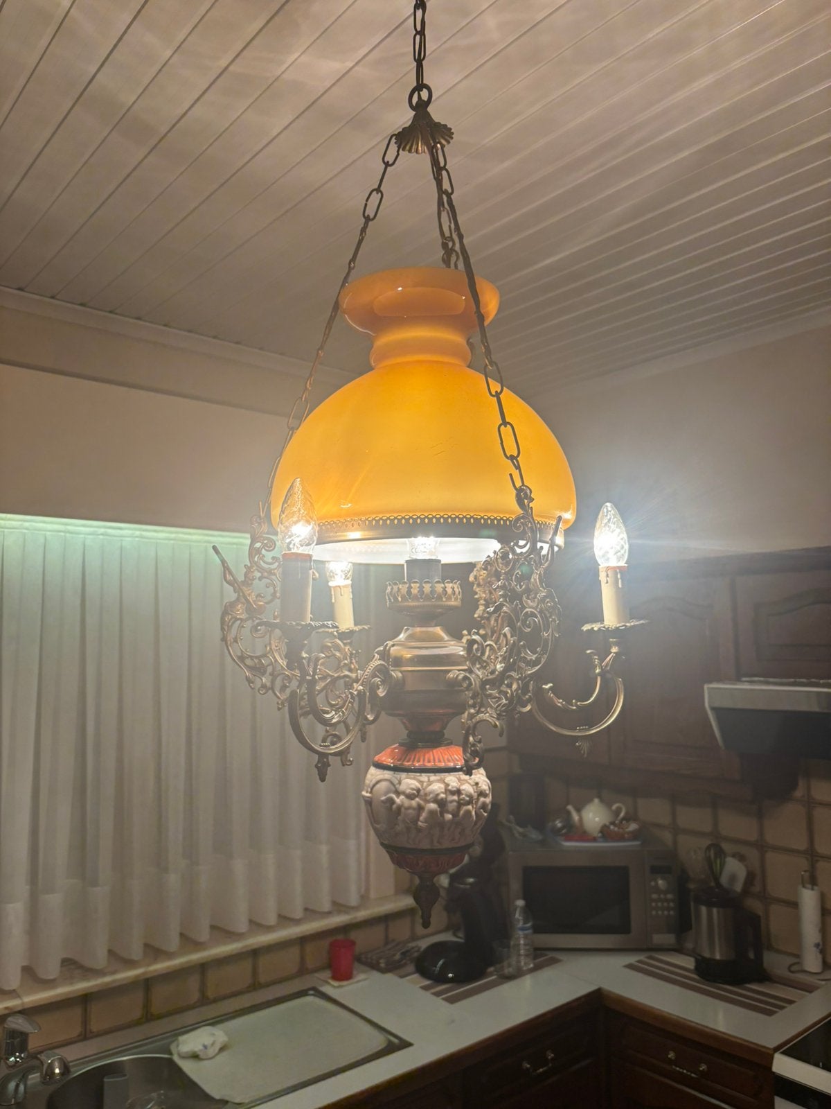 Antieke Lampe Belge luster, Antiek en Kunst, Ophalen of Verzenden