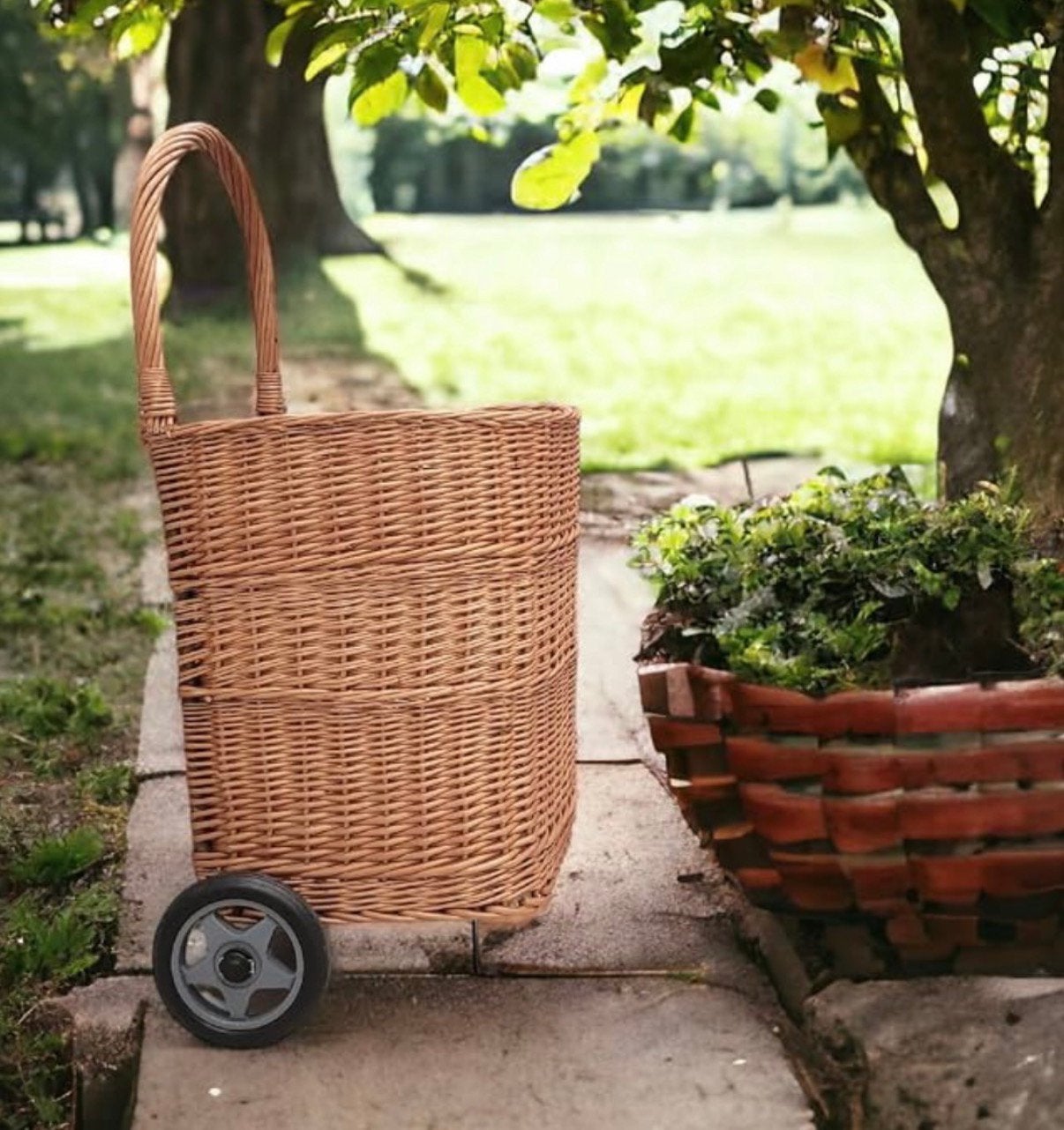 Nouveau chariot/panier en osier sur roulettes de Weeco, Enlèvement, Neuf