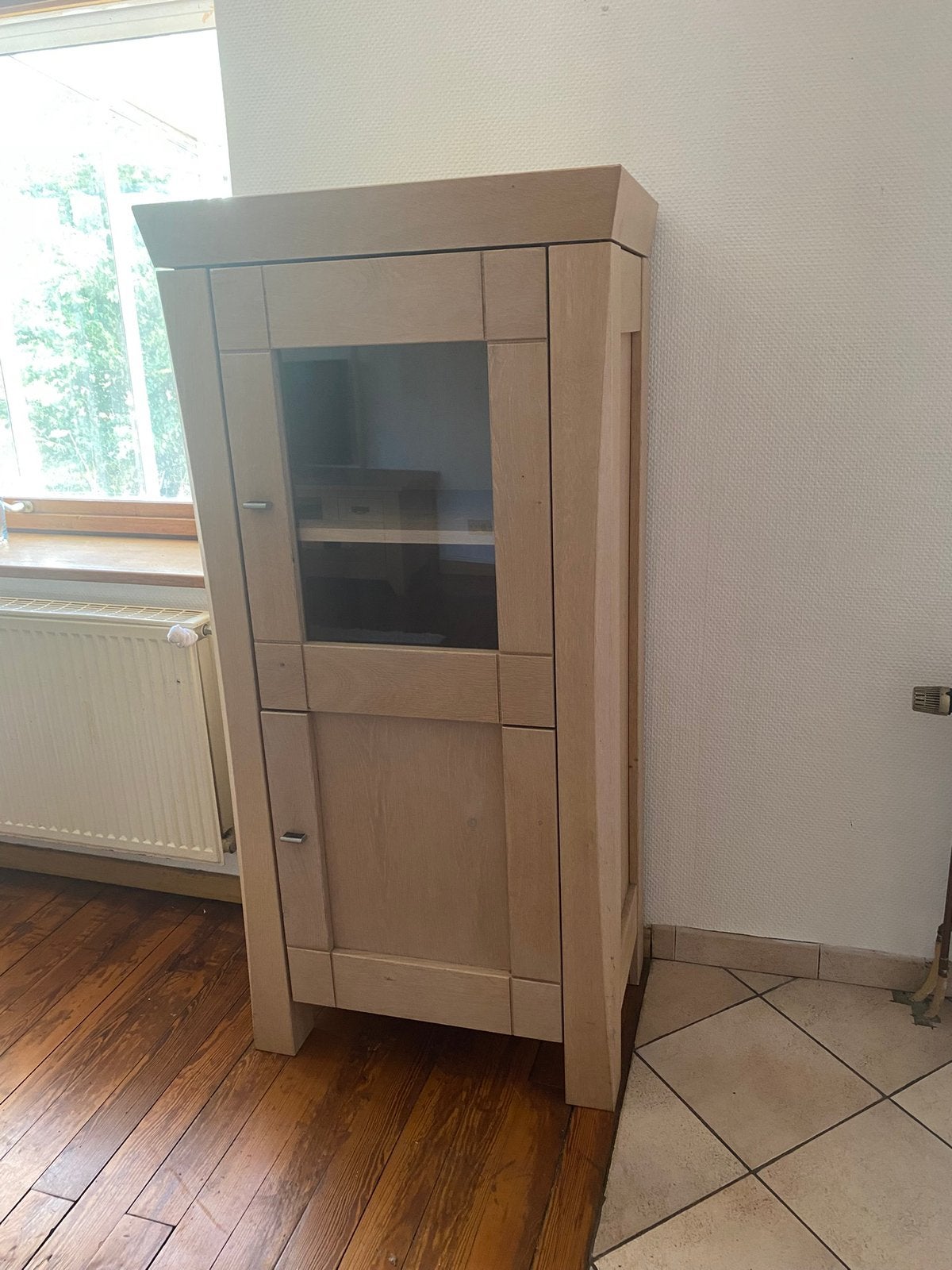 Vitrine 1 porte Chêne Blanchi – Collection Frodo, Ophalen, Zo goed als nieuw, Eikenhout