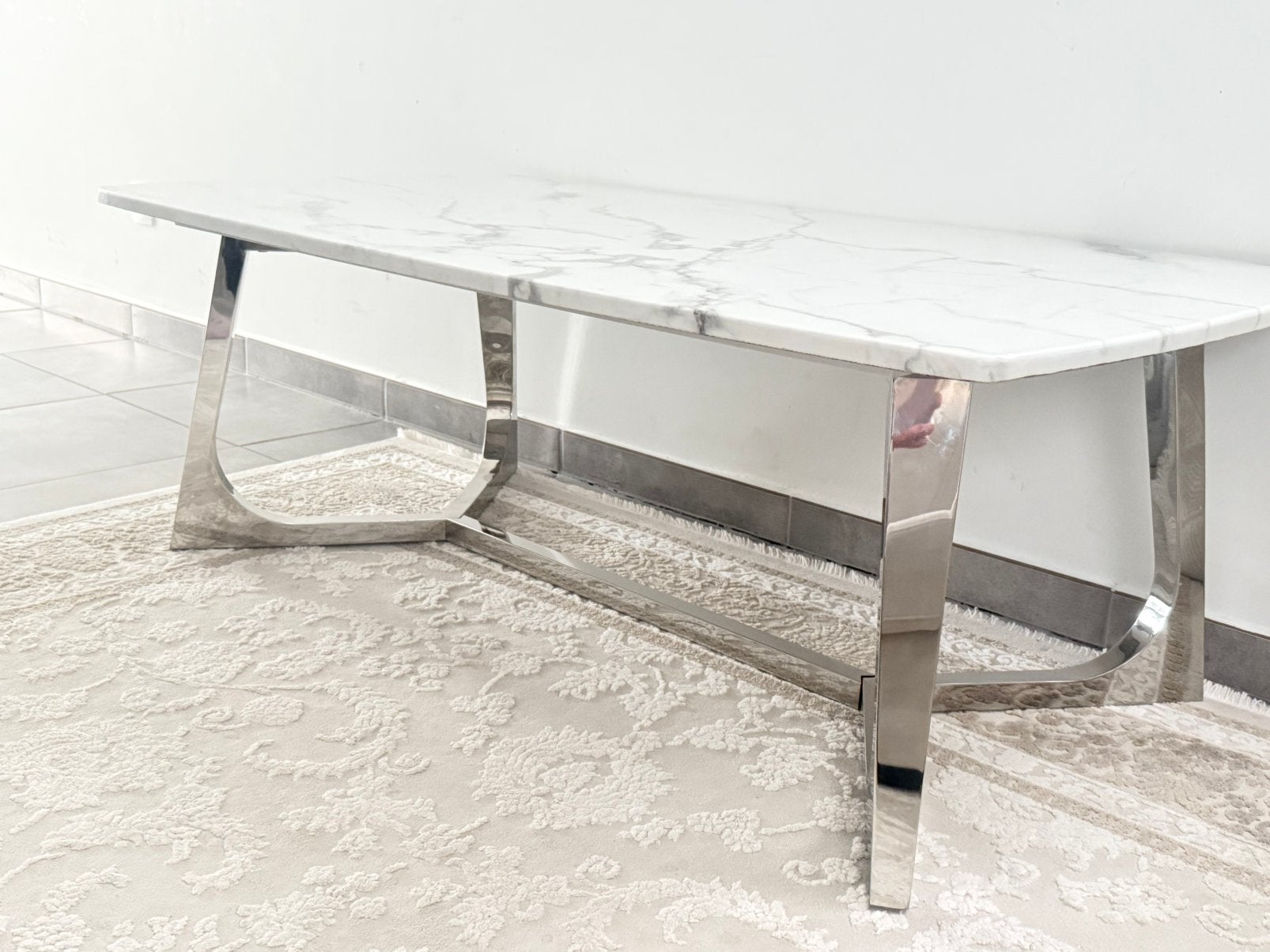 Moderne marmeren salontafel 127x70 cm – zeer goede staat, Ophalen, Zo goed als nieuw