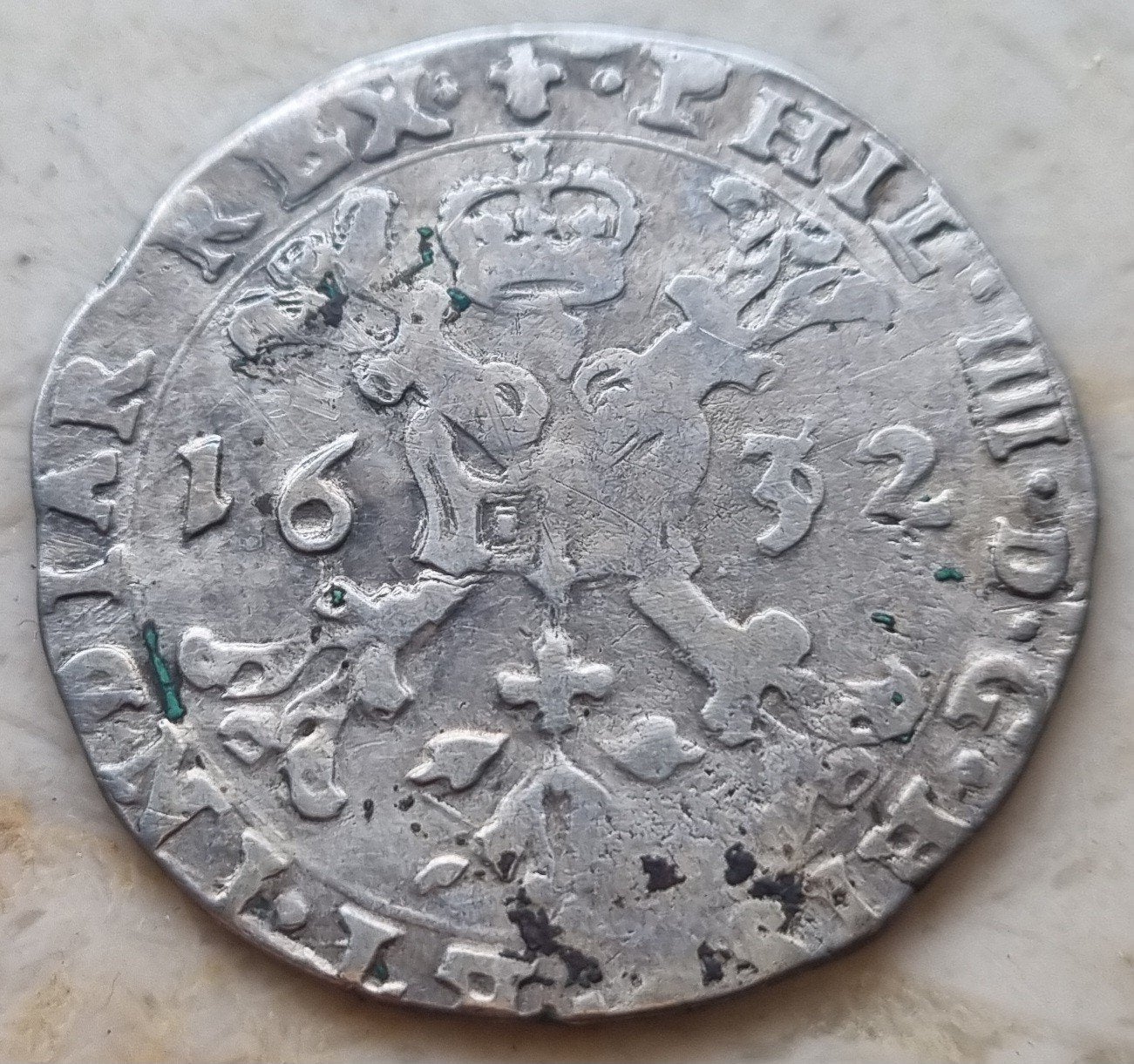 ¼ Patagon 1632 (Brugge) Philips IIII, Postzegels en Munten, Munten | België, Ophalen of Verzenden, Losse munt, Zilver
