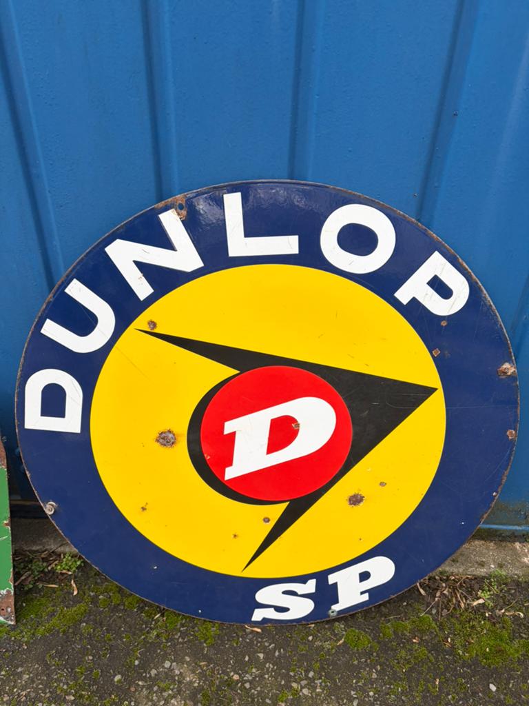 Dunlop dubbelzijdige emaille plaat, Verzamelen, Ophalen, Zo goed als nieuw