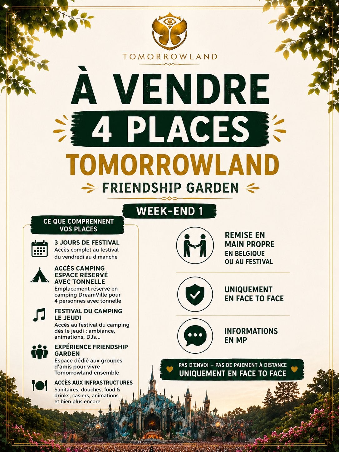 4 x Full madness + Friendship Garden Tomorrowland W1