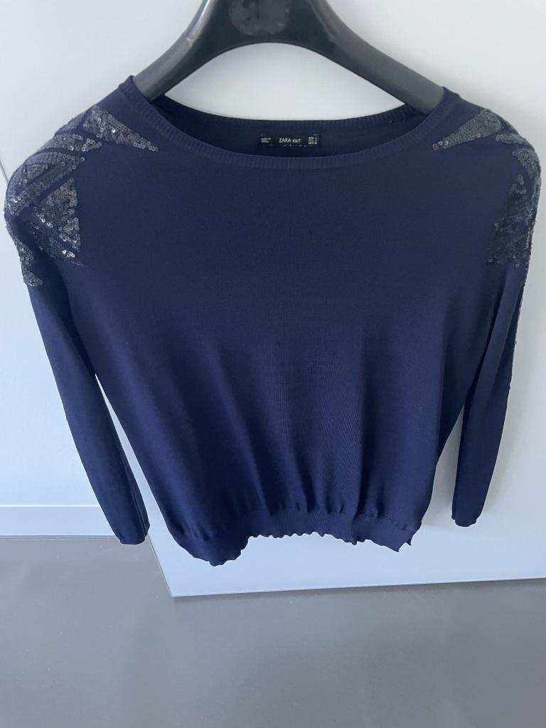 Blouse bleue à paillettes taille S, Enlèvement ou Envoi, Comme neuf, Bleu, Zara