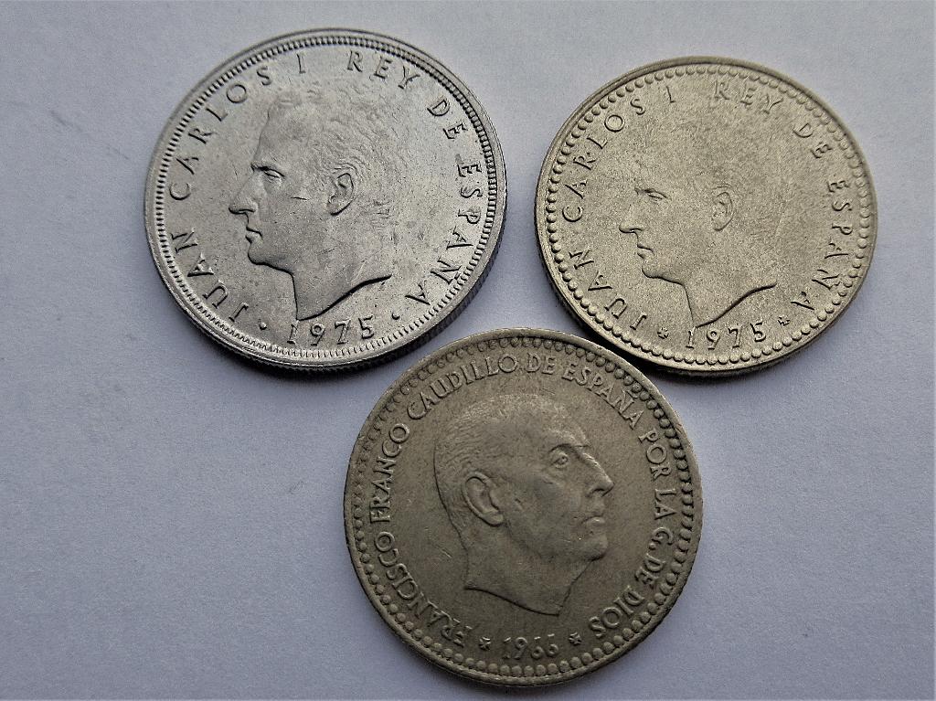 spanje 1 en 5 pesetas 1966 1975 franco - juan carlos, Postzegels en Munten, Verzenden