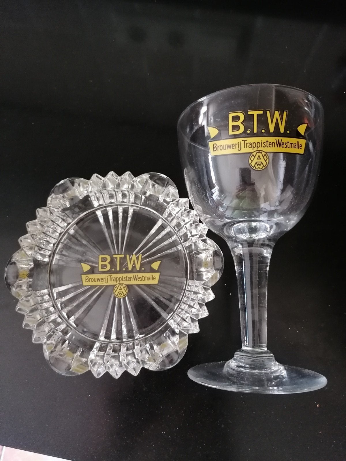 Westmalle BTW asbak + glas., Verzamelen, Ophalen of Verzenden