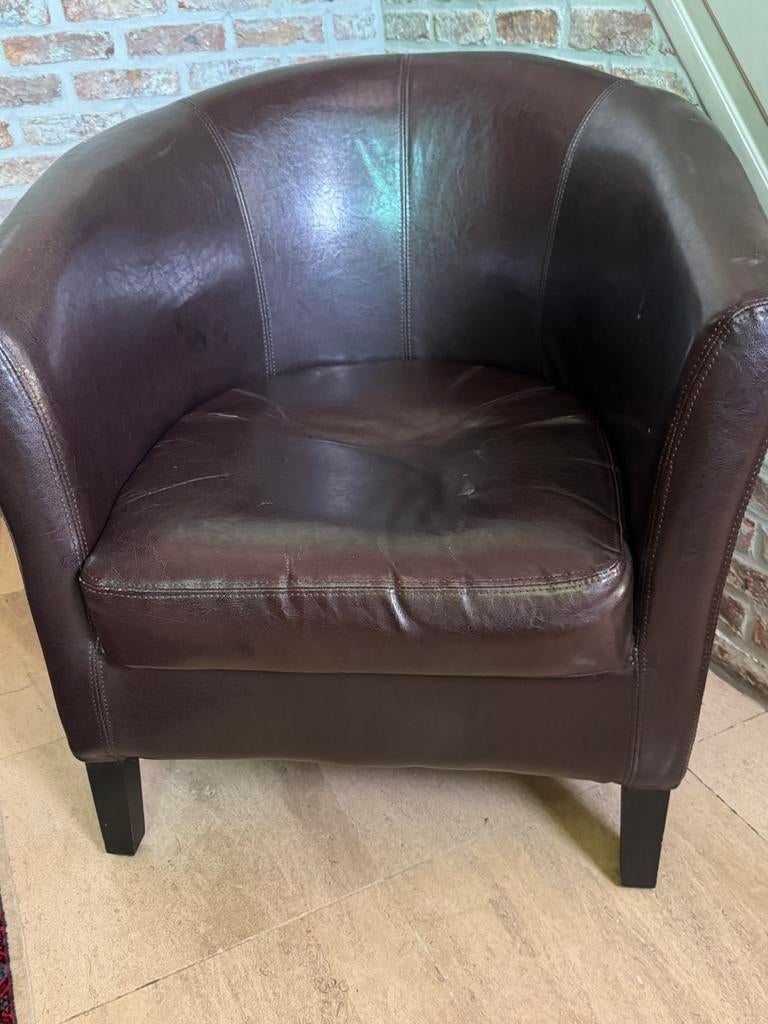 Zetel in imitatieleder, Huis en Inrichting, Fauteuils, Ophalen, Gebruikt