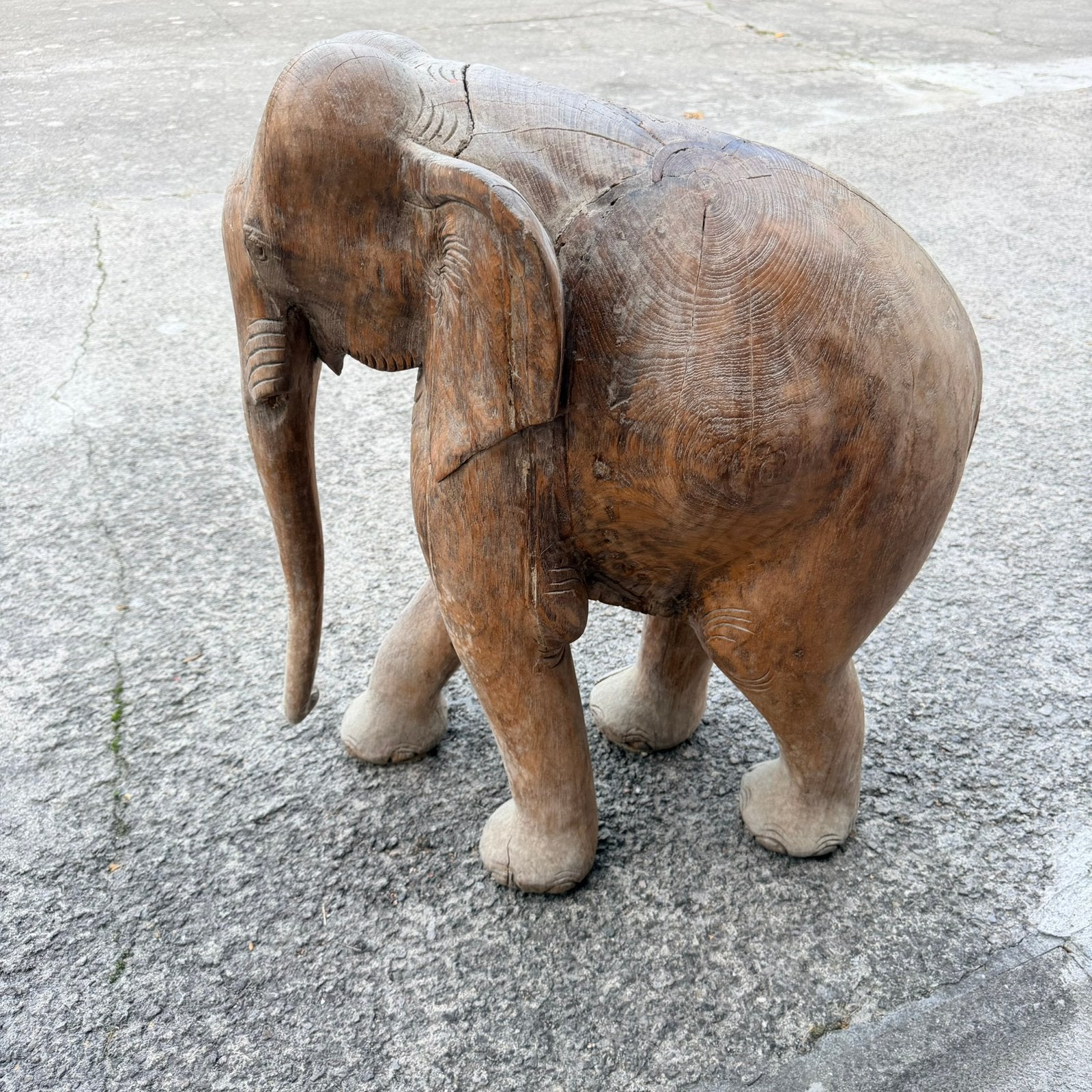 Zeer grote houten olifant, Antiek en Kunst, Ophalen, Houtsnijwerk, 50 - 100 cm, Zoogdier