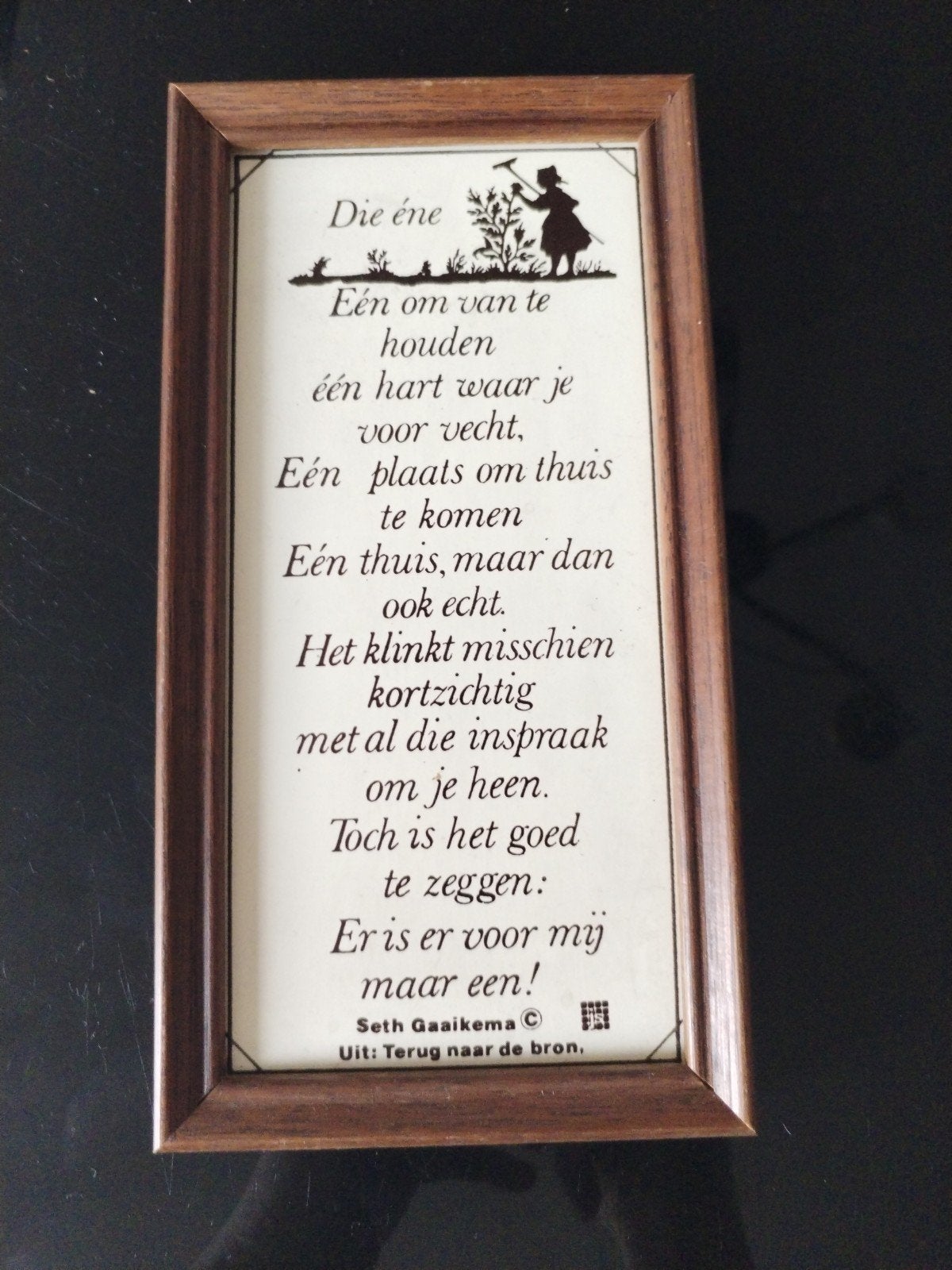 vintagetegel Seth Gaaikema – "Die éne" (in lijst, Antiek en Kunst, Ophalen of Verzenden