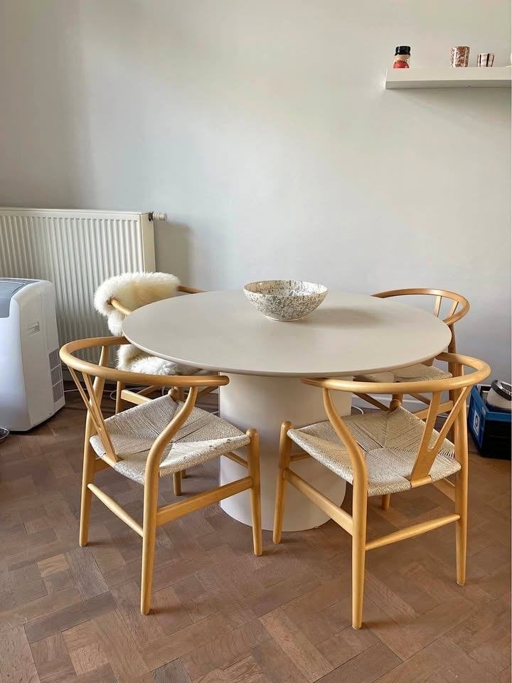 Plateau eettafel Zand - Rond 120cm, Ophalen, Rond, Zo goed als nieuw, Vier personen