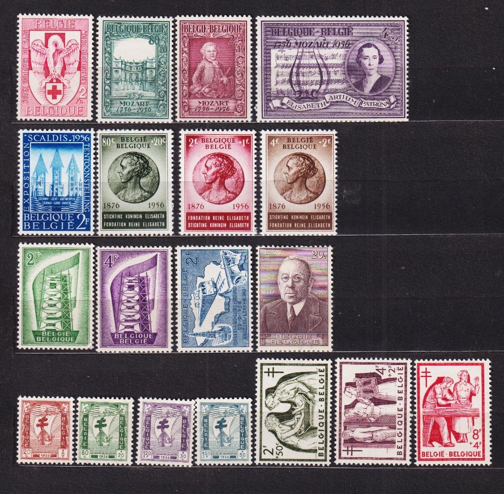 Belgique 1956, Envoi, Non oblitéré, Trace d'autocollant