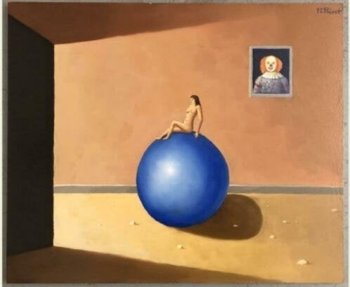 huile sur panneau cirque signe carl prevot, Antiquités & Art, Enlèvement ou Envoi