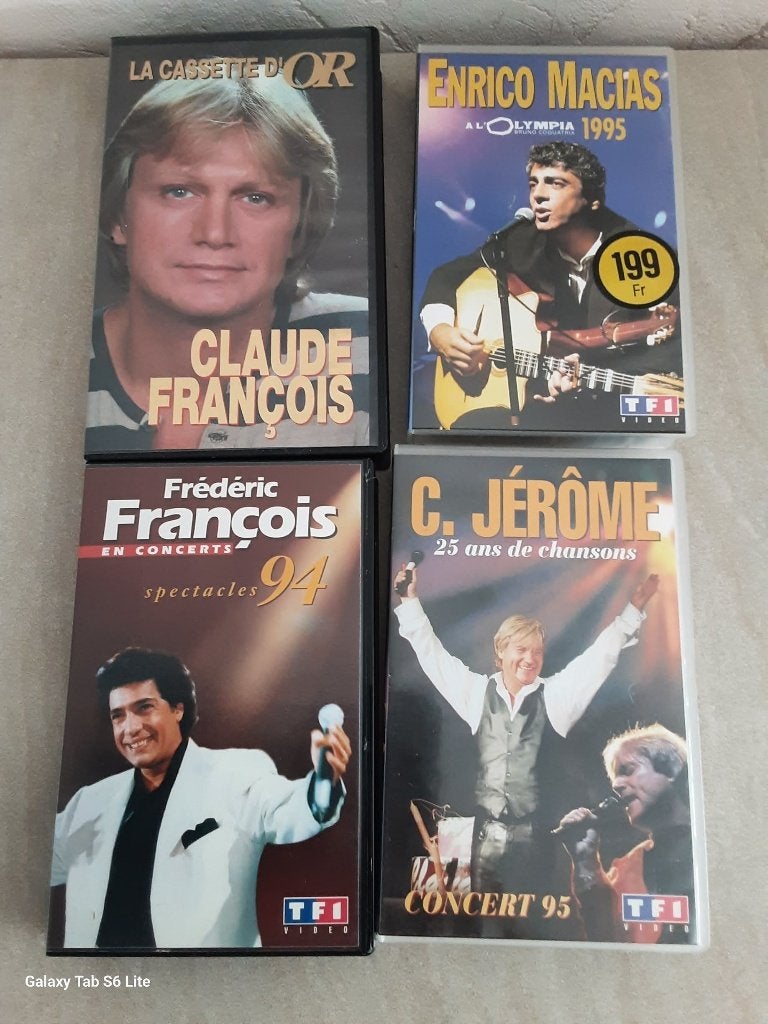 lot 4 cassettes VHS variété française, Français, Utilisé, Musique et Concerts, VHS