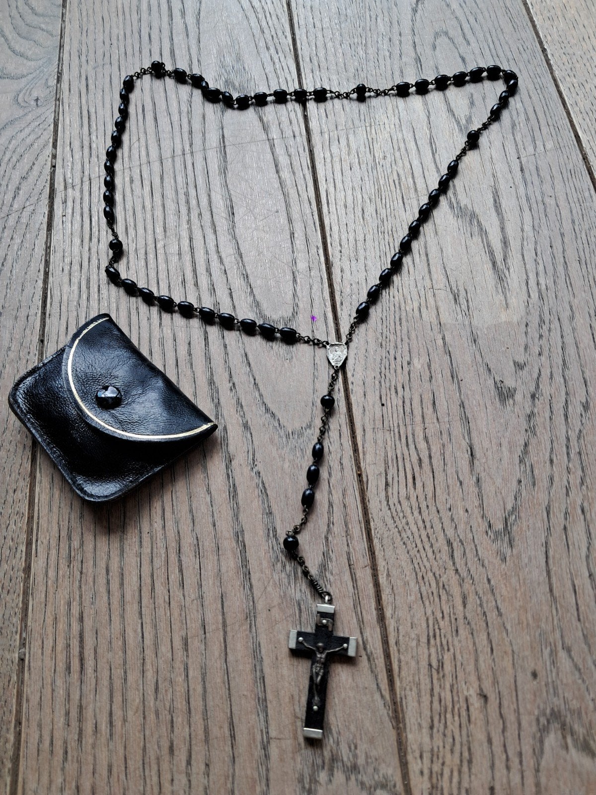 Paternoster noir clair avec pochette, Enlèvement ou Envoi