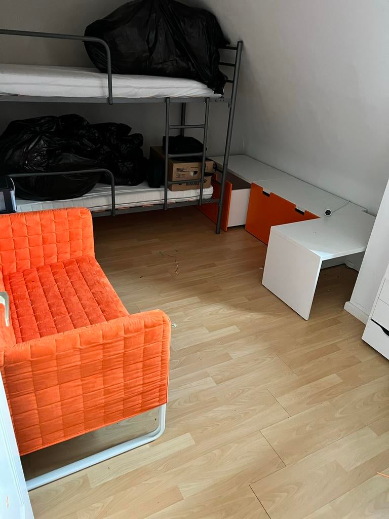 Compacte oranje zetel met wasbare hoes, Ophalen, Gebruikt, Tweepersoons, 75 tot 100 cm