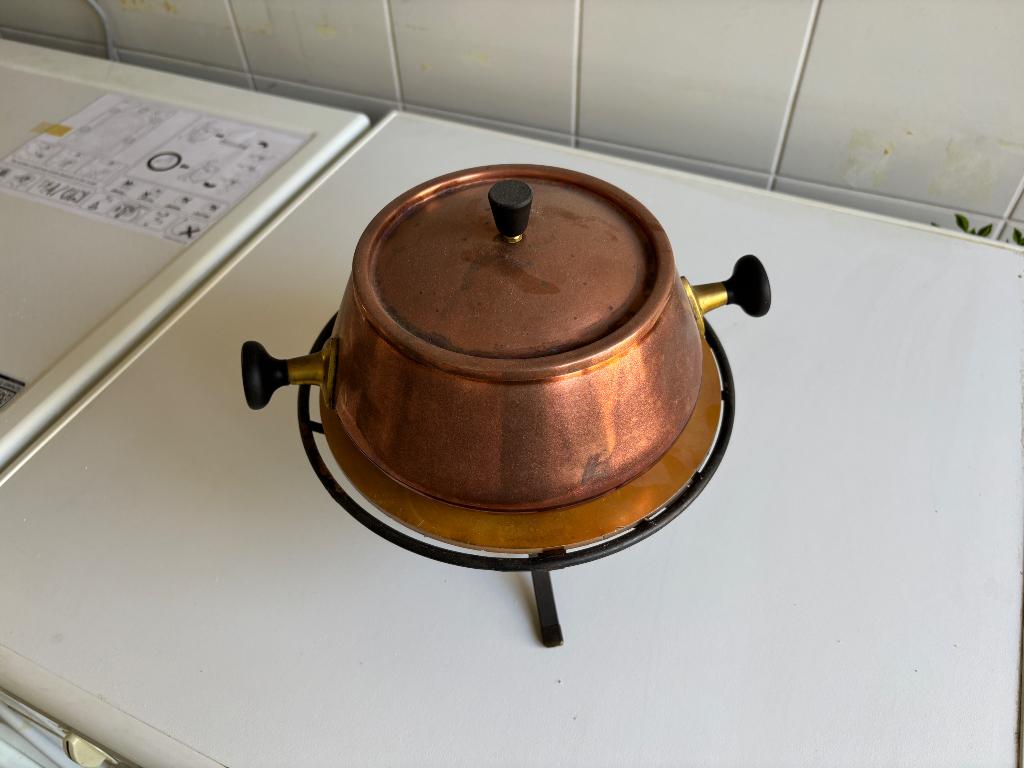 Caquelon + réchaud à alcool pour fondue, Enlèvement, Utilisé, Brûleur, Service à fondue