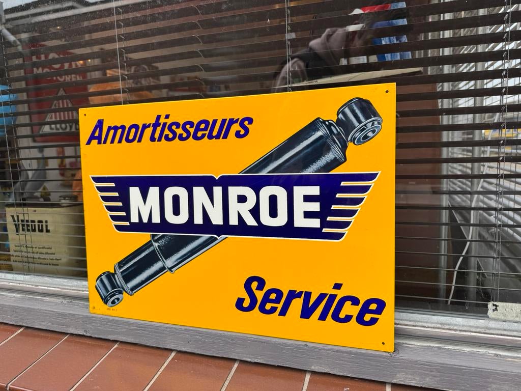 Ancien panneau publicitaire MONROE Shock Absorbers, Enlèvement ou Envoi, Utilisé, Panneau publicitaire