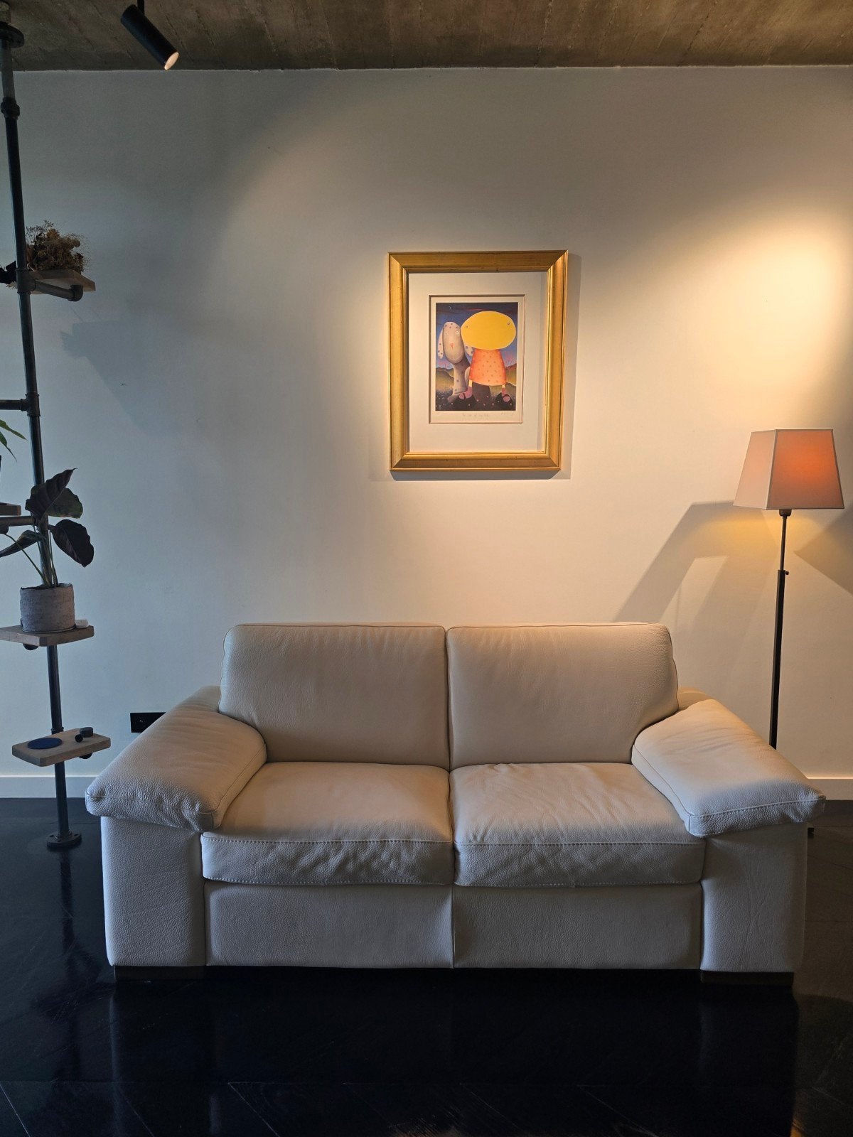 Natuzzi lederen 2-zit zetel – crème / off-white, Ophalen