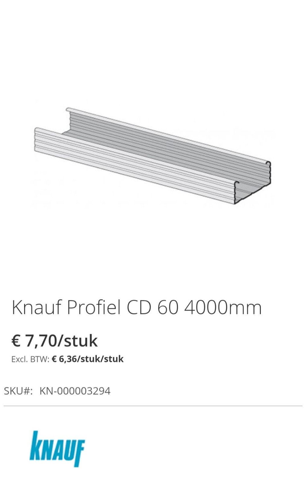 Knauf CD-60 4000 mm plafond profiel, Ophalen
