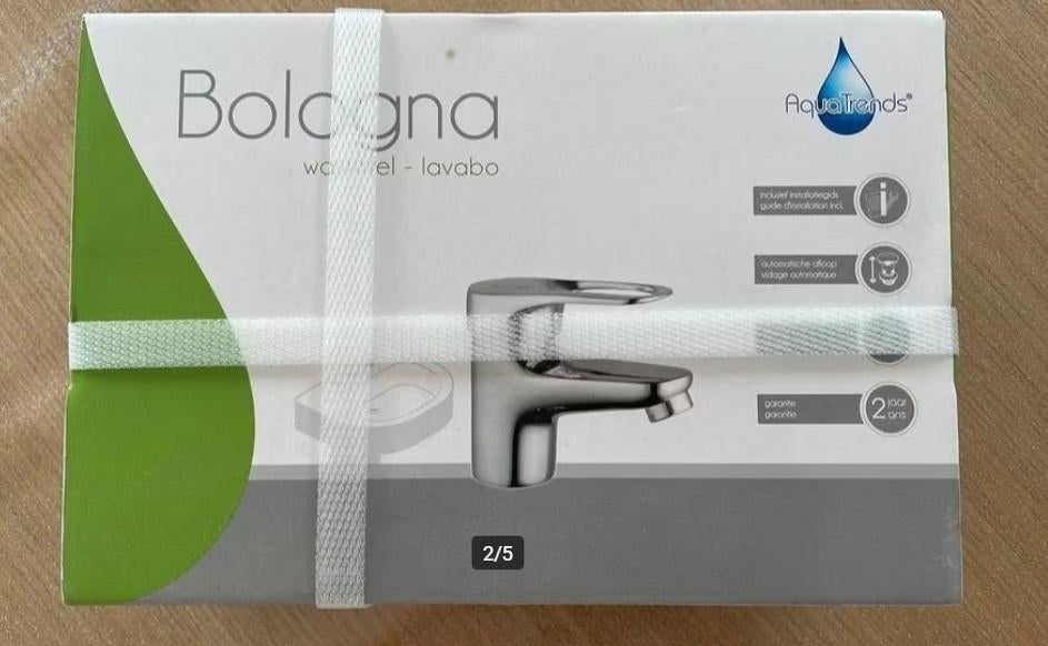Mitigeur Bologna de Aquatrends pour lavabo, Doe-het-zelf en Bouw, Sanitair, Nieuw, Wastafel, Inox, Ophalen of Verzenden