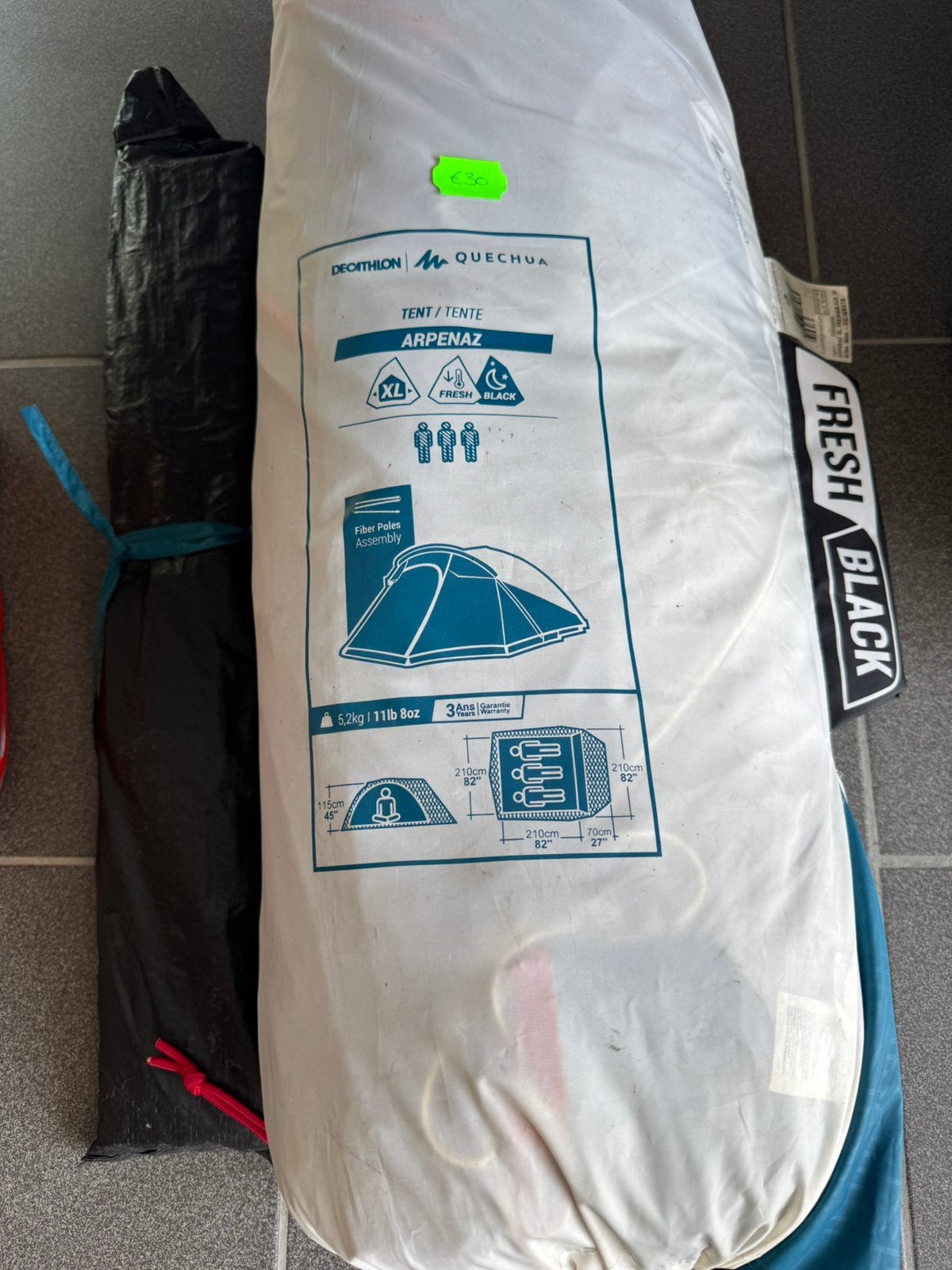 Quechua Arpenaz XL Fresh & Black 3-persoonstent, Caravanes & Camping, Tentes, Utilisé, Enlèvement