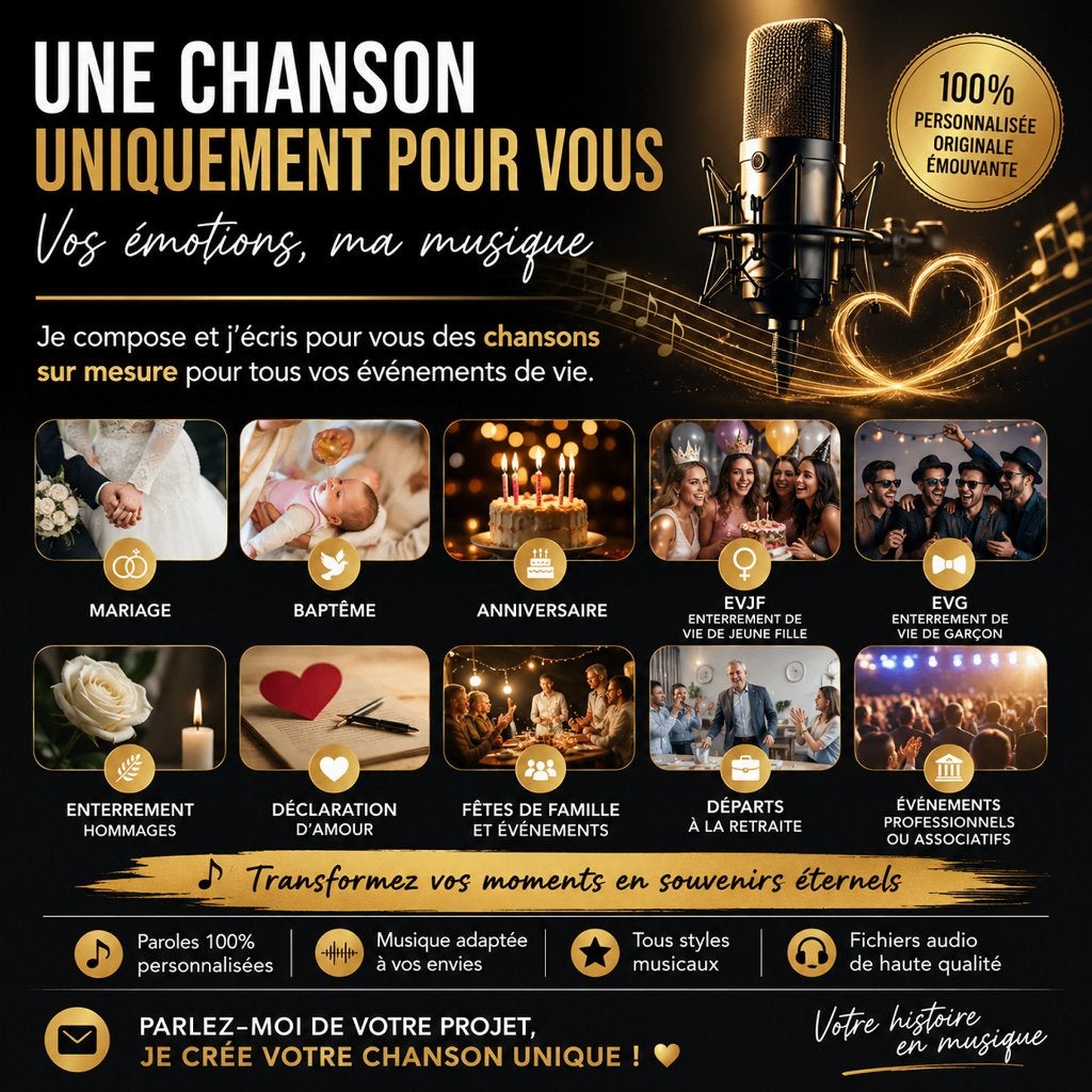 UNE CHANSON UNIQUE POUR VOS PLUS BEAUX MOMENTS DE VIE