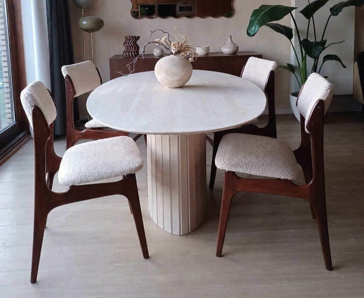 Zeldzame Scandinavische vintage eetkamerstoelen, Huis en Inrichting, Stoelen, Ophalen