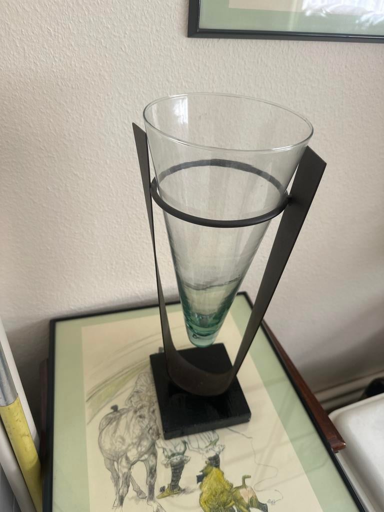 vase décoratif contemporain en verre design minimaliste, Huis en Inrichting, Woonaccessoires | Vazen, Ophalen, Zo goed als nieuw