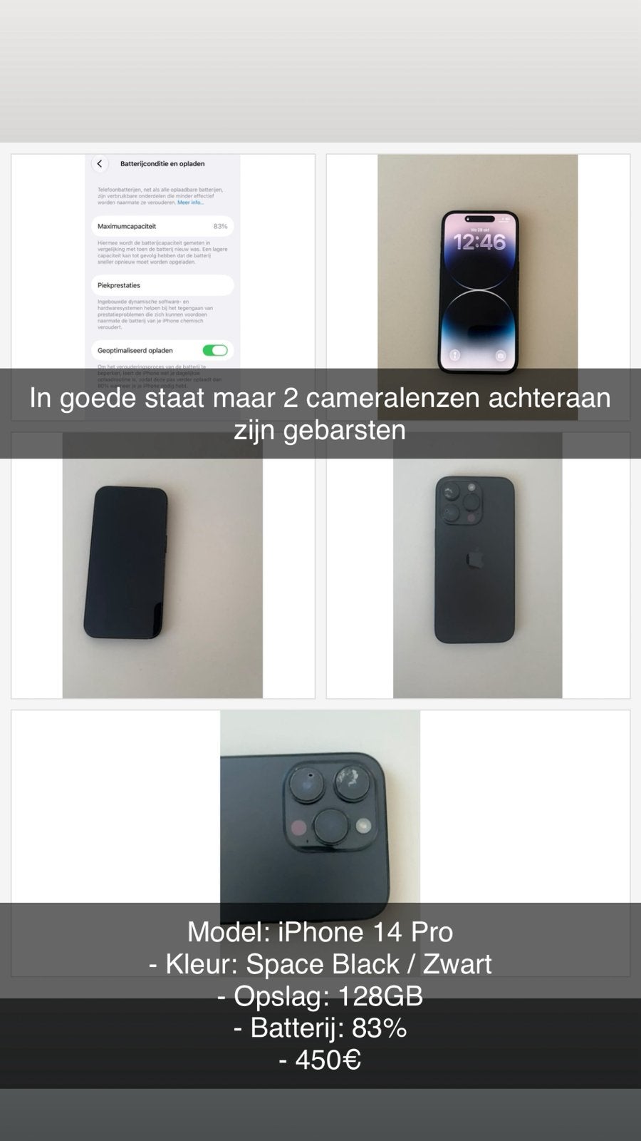 Beste hierbij verkoop ik mijn iphone14 Pro, Telecommunicatie, Ophalen, Gebruikt, Zonder abonnement, Zonder simlock