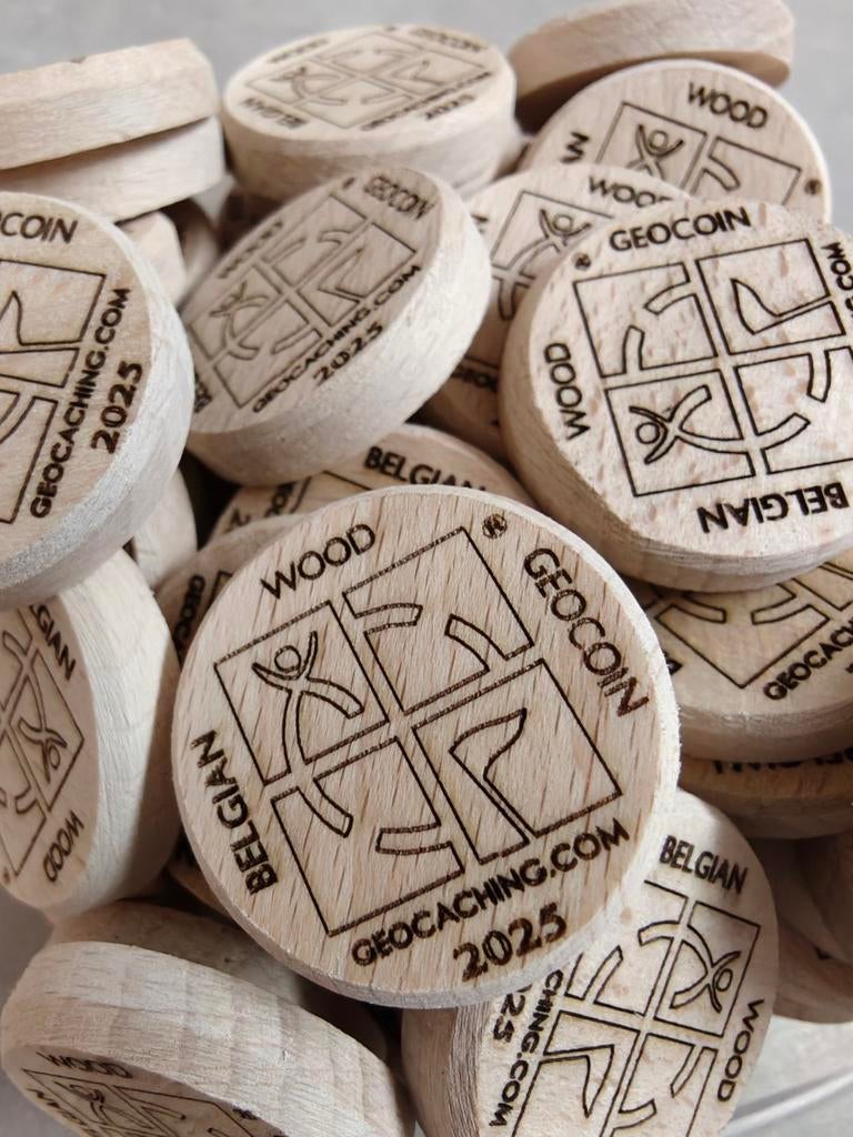 Geocaching wooden coins, woodies, Ophalen of Verzenden