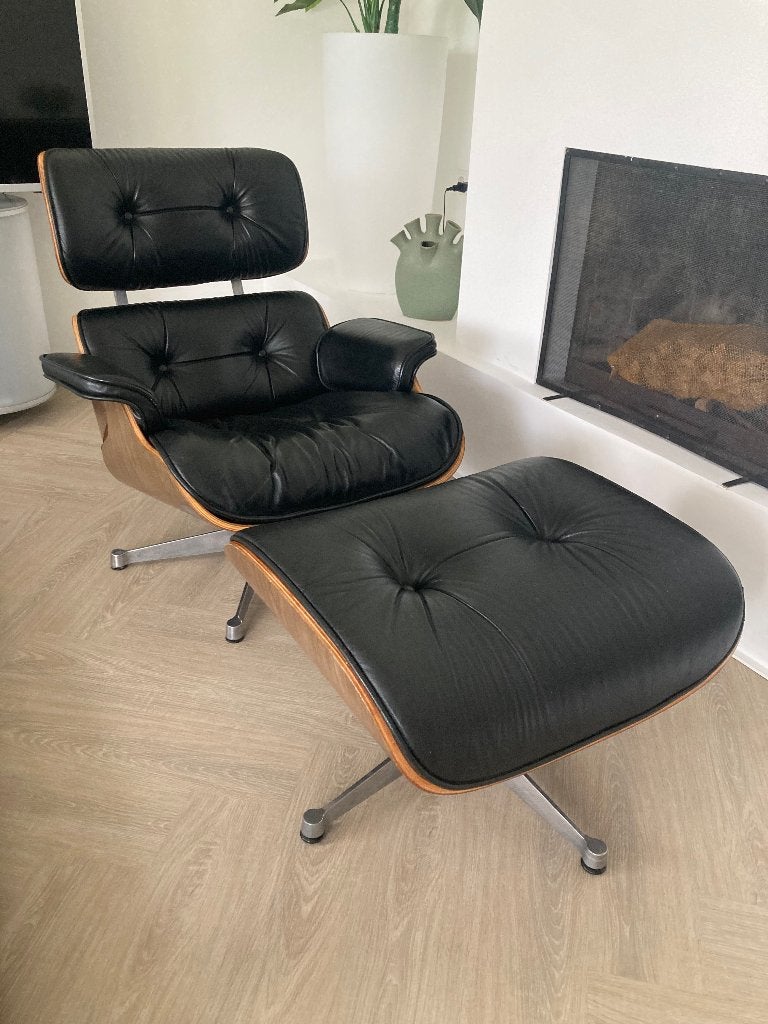 Vitra Eames lounge chair & ottoman (Herman miller) stoel, Ophalen, Gebruikt, Hout