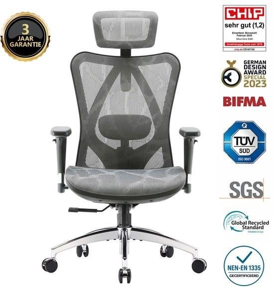 SIHOO M57 Ergonomische Bureaustoel, Huis en Inrichting, Ophalen, Gebruikt, Grijs, Bureaustoel