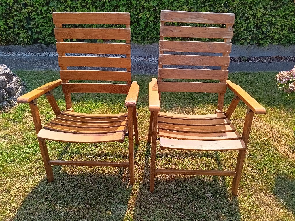 chaises de jardin en bois 4 pièces, Enlèvement, Utilisé, Bois, Pliant