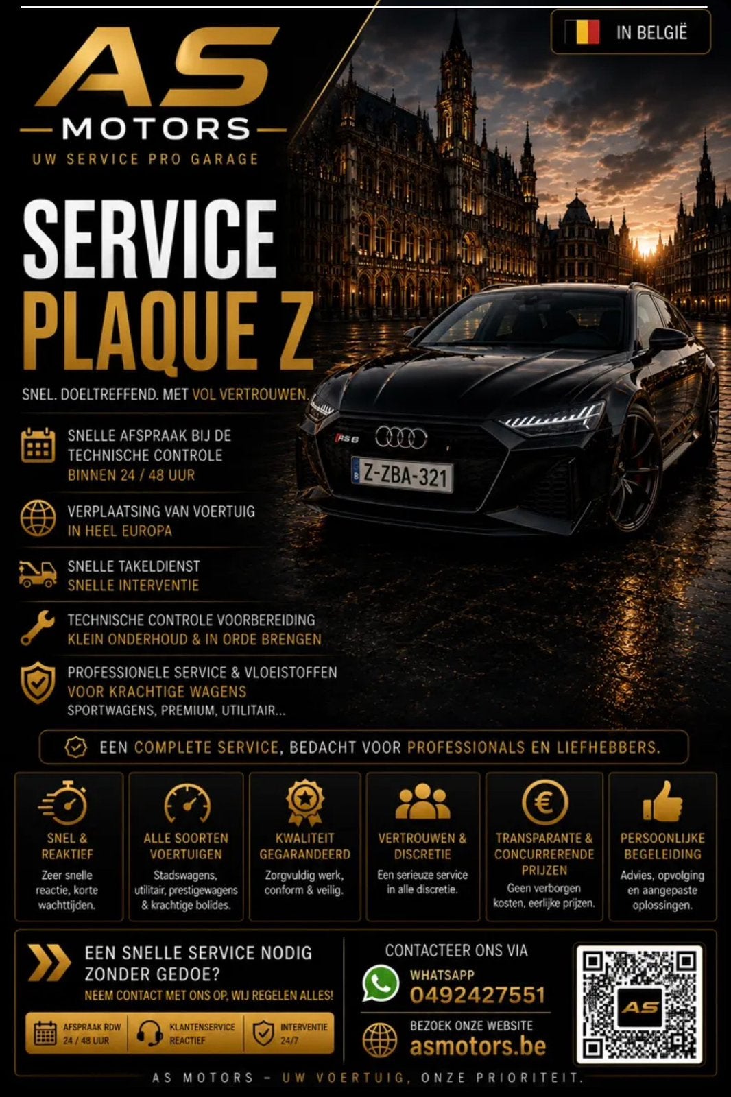Z platen Service - Heel belgie!, Services & Professionnels, Auto & Moto | Mécaniciens & Garages, Service 24h/24, Autres travaux