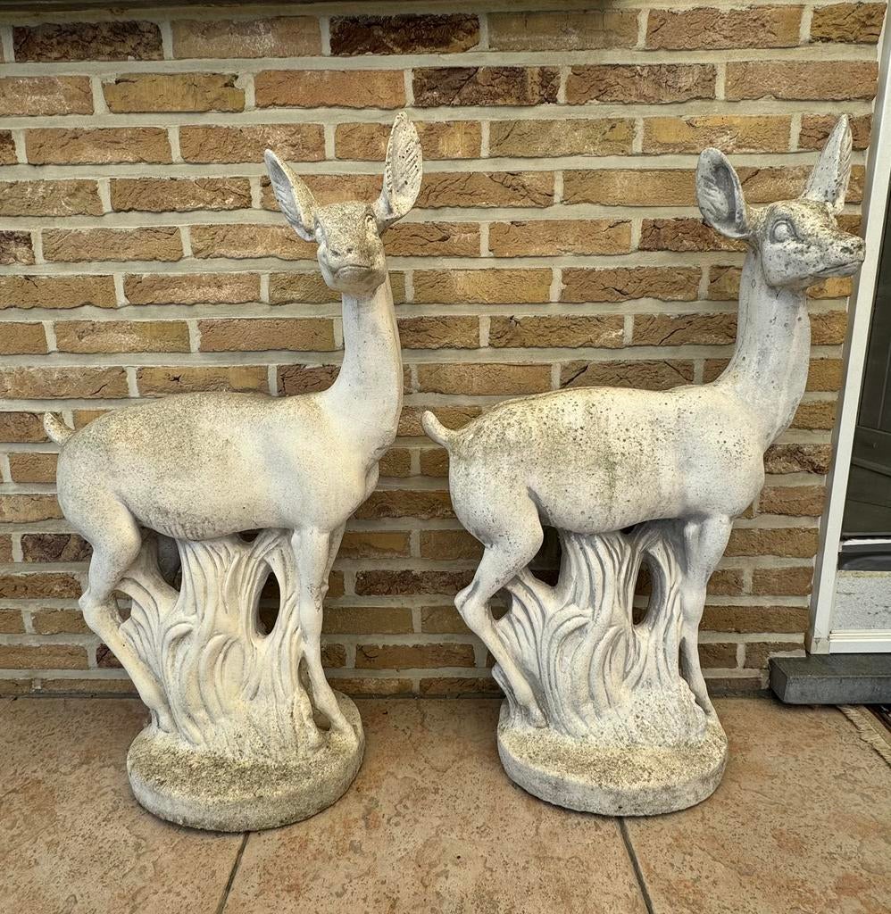 Twee herten., Tuin en Terras, Ophalen, Gebruikt, Steen, Dierenbeeld