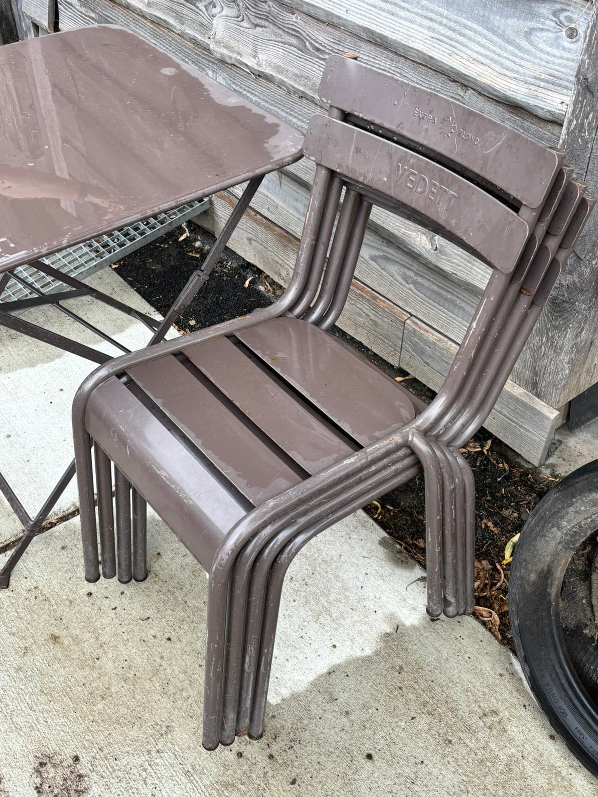Bistro set Vedette, Tuin en Terras, Tuinstoelen, Ophalen, Gebruikt, Metaal
