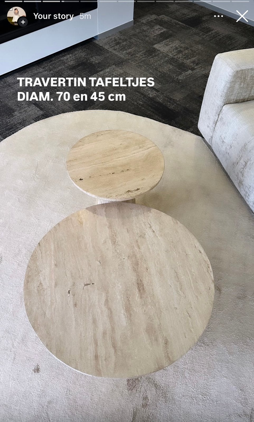 Tables basses et tables d'appoint en travertin, Maison & Meubles, Enlèvement, Neuf, Rond, Autres matériaux