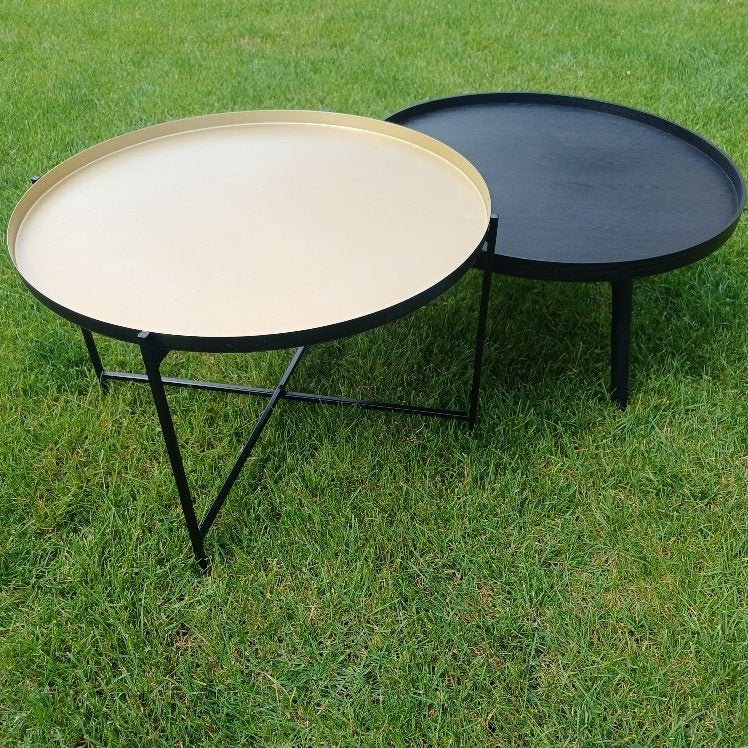 WOOOD salontafel set zwart-goud, Enlèvement, Rond, Pin